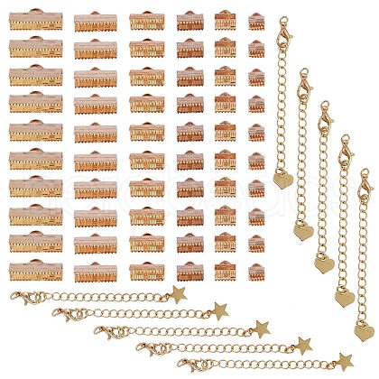 Long-Lasting Plated Brass Ribbon Crimp Ends and Chain Extender KK-SZ0001-63-1