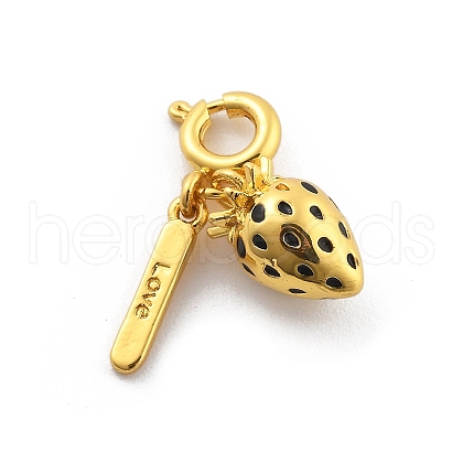 Brass Enamel Fruits Pendant Decoration HJEW-P020-01B-G-1