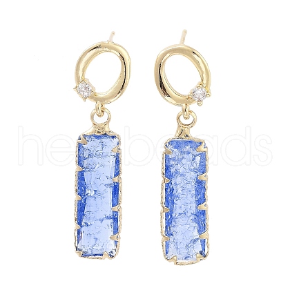 Brass Micro Pave Cubic Zirconia Dangle Stud Earrings EJEW-Q800-30KCG-1