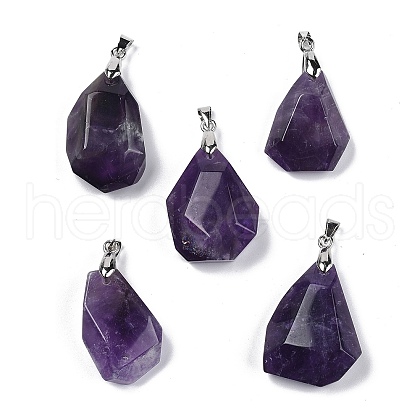 Natural Amethyst Faceted Nuggets Pendants G-B139-01P-01-1