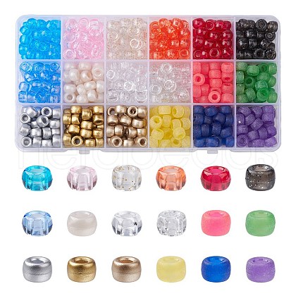 540Pcs 18 Colors Plastic Beads KY-FS0001-13-1