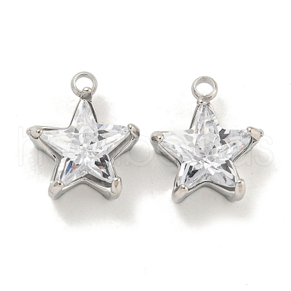 304 Stainless Steel Cubic Zirconia Pendants STAS-L278-008P-1