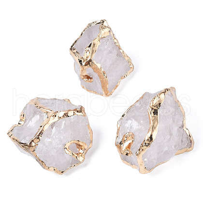 Plated Natural Quartz Crystal Beads G-T133-23-1