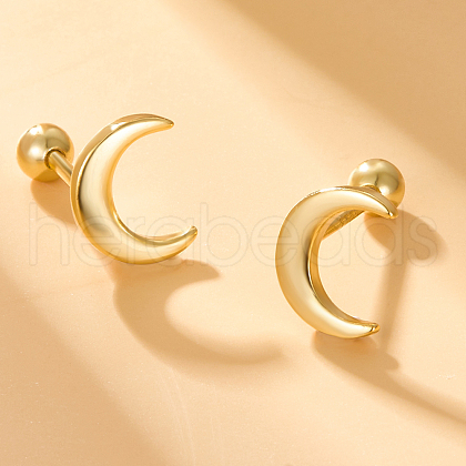 Simple and Elegant S925 Sterling Silver Moon Stud Earrings AO1358-1-1