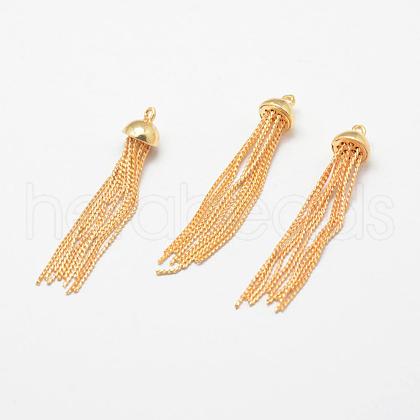 Brass Serpentine Chain Tassel Pendants KK-F718-09G-1