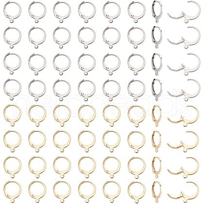  120Pcs 2 Style 304 Stainless Steel Leverback Earring Findings STAS-NB0001-54-1