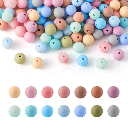 140Pcs 14 Colors Food Grade Eco-Friendly Silicone Beads SIL-TA0001-26-1