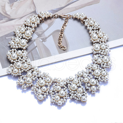 Alloy & Imitation Pearl Beaded Choker Necklaces for Women FS-WG4B1B5-01-1
