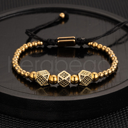 304 Stainless Steel Braided Beads Bracelets WG0F93D-35-1