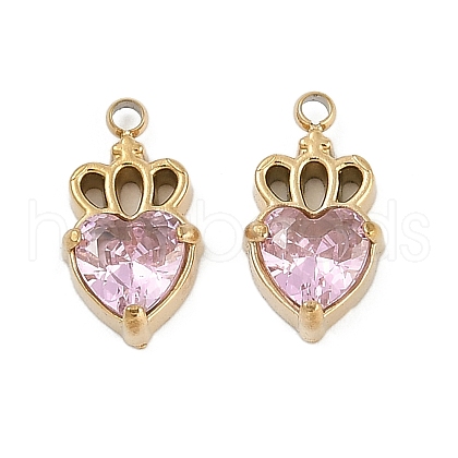 304 Stainless Steel Micro Pave Cubic Zirconia Pendants STAS-I325-023G-1