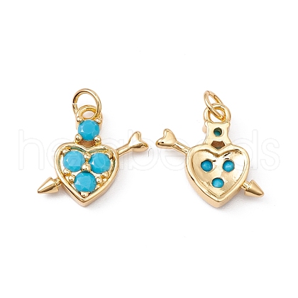 Rack Plating Brass Micro Pave Deep Sky Blue Cubic Zirconia Pendants ZIRC-C040-40G-1