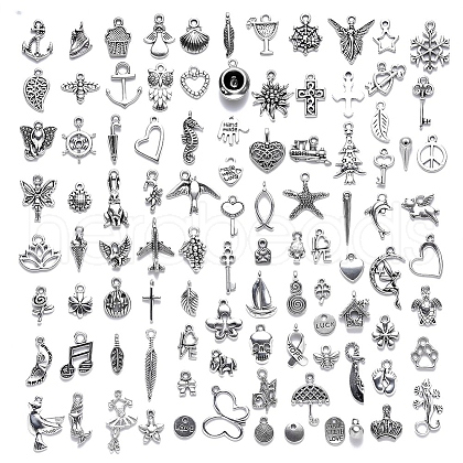 100Pcs 100 Style Tibetan Style Alloy Pendants FIND-YW0001-48-1