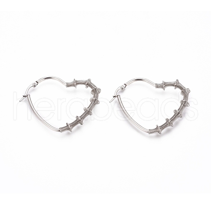 Non-Tarnish Long-Lasting Plated 304 Stainless Steel Wire Wrapped Hoop Earrings EJEW-D250-01B-P-1