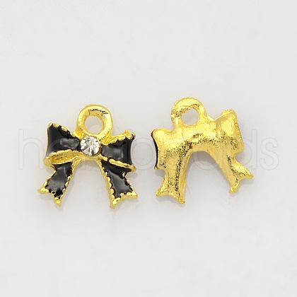 Golden Tone Alloy Rhinestone Enamel Pendants ENAM-J458-06G-1