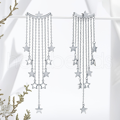 S925 Sterling Silver Tassel Star Stud Earrings LN1898-1
