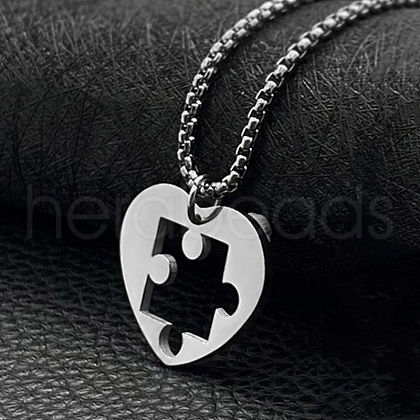 201 Stainless Steel Pendant Box Chain Necklaces FS-WG816E6-04-1
