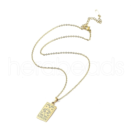 Rectangle with Twelve Constellations Pendant Necklaces NJEW-D069-01G-04-1