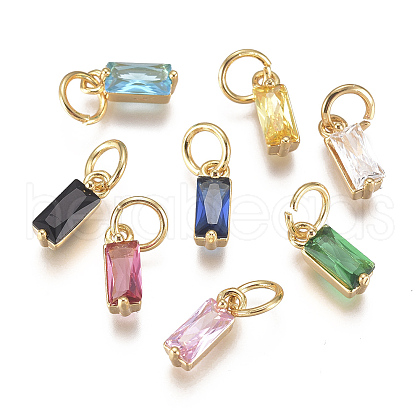 Brass Micro Pave Cubic Zirconia Charms X-ZIRC-F111-03G-1