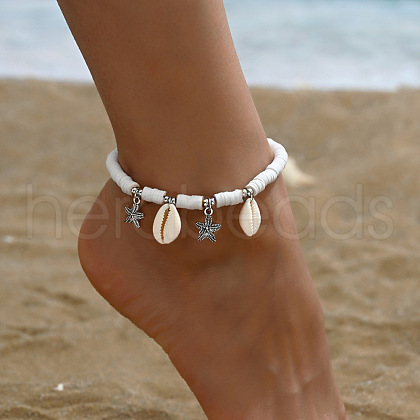 Handmade Heishi Polymer Clay Beaded Anklets WG57D89-03-1