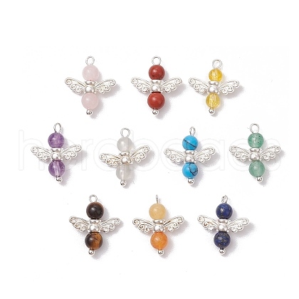 10Pcs 10 Styles Natural & Synthetic Mixed Gemstone Beaded Pendants PALLOY-JF03635-1