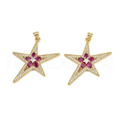 Brass Micro Pave Cubic Zirconia Pendants KK-S526-28G-1