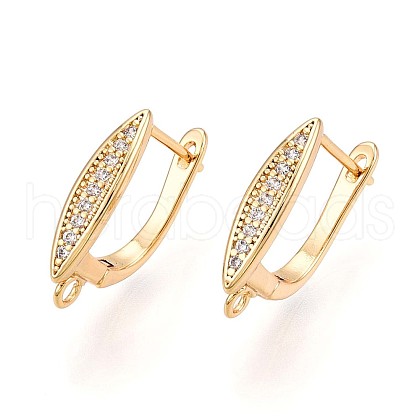 Brass Micro Pave Cubic Zirconia Hoop Earring Finding KK-N261-38G-1