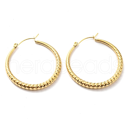 304 Stainless Steel Grooved Hoop Earrings EJEW-B023-18G-1