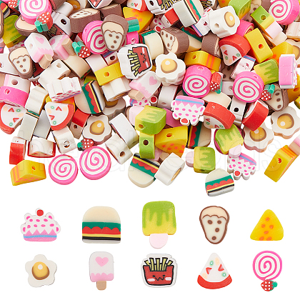 SUNNYCLUE 300Pcs 10 Styles Food Handmade Polymer Clay Beads CLAY-SC0002-21-1