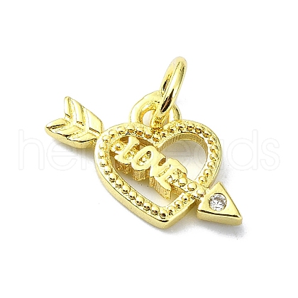 Heart Theme Brass Micro Pave Cubic Zirconia Charms KK-H475-56G-07-1