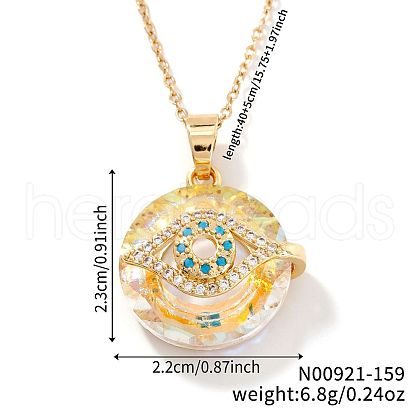 Brass Evil Eye Glass Pendant Necklaces AA7178-4-1