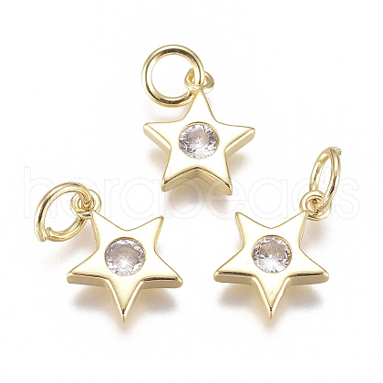 Brass Micro Pave Cubic Zirconia Charms X2-ZIRC-F111-09G-08-1