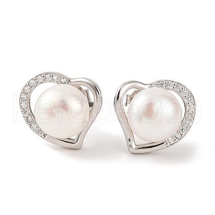 Mother's Day Jewellery 925 Sterling Silver Heart Stud Earrings EJEW-C115-06P-1