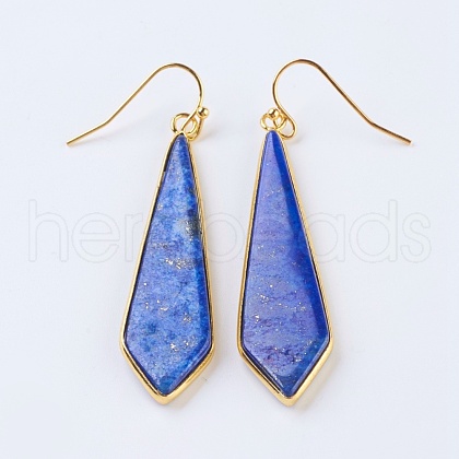 Natural Lapis Lazuli Dangle Earrings EJEW-P145-03B-1