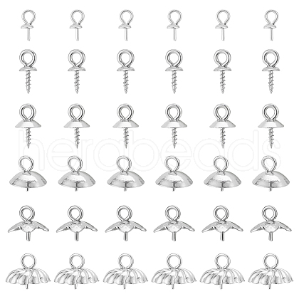 Unicraftale 112Pcs 6 Styles 304 & 201 Stainless Steel Cup Pearl Peg Bails Pin Pendants STAS-UN0055-23-1