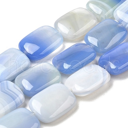 Natural Striped Agate/Banded Agate Beads Strands G-B137-B01-01D-1