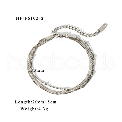 Double Layer Stainless Steel Snake Chain Anklets WG0E2ED-02-1