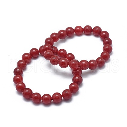 Natural Jade Bead Stretch Bracelets BJEW-K212-C-036-1