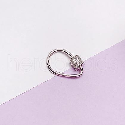 925 Sterling Silver Micro Pave Clear Cubic Zirconia Locking Carabiner Clasps STER-NH0008-01C-P-1