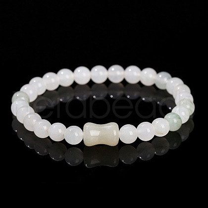Natural Jade Round Beads Stretch Bracelets WG583E5-12-1