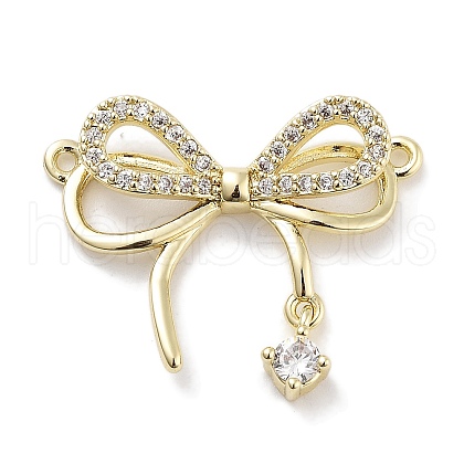 Brass Micro Pave Clear Cubic Zirconia Pendants ZIRC-L104-005G-1