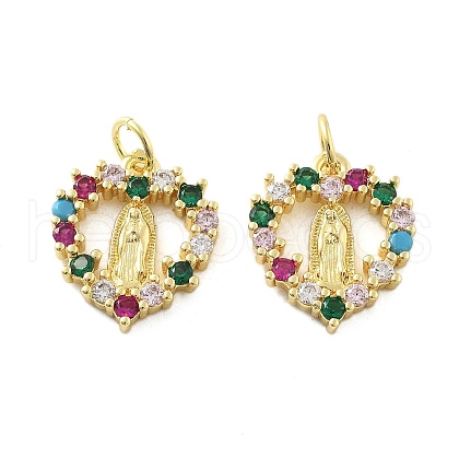 Brass Micro Pave Cubic Zirconia Pendants KK-C092-24L-G-1