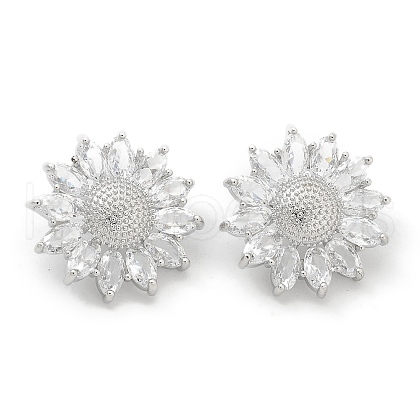 Rack Plating Brass Micro Pave Clear Cubic Zirconia Buttons KK-K293-16P-1