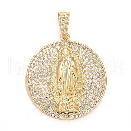 Rack Plating Brass Micro Pave Clear Cubic Zirconia Pendants KK-M229-01G-1