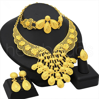 Flower & Teardrop Alloy Rhinestone Jewelry Sets FS-WG24F41-01-1