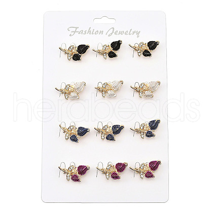 12Pcs 4 Colors Rose Shape Enamel Pins JEWB-A033-07G-1