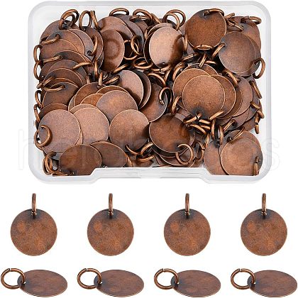 SUPERFINDINGS 100Pcs Brass Stamping Blank Tag Charms KK-FH0002-60R-1
