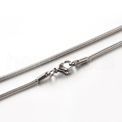 Tarnish Resistant 304 Stainless Steel Snake Chain Necklaces STAS-M174-018P-C-1