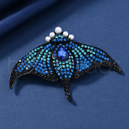 Manta Ray Alloy Rhinestone Brooches PW-WGC7FBE-03-1