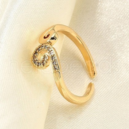 Brass Micro Pave Clear Cubic Zirconia Cuff Rings for Women RJEW-H247-25G-1