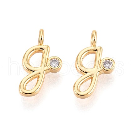 Brass Micro Pave Cubic Zirconia Charms KK-N263-97G-G-1
